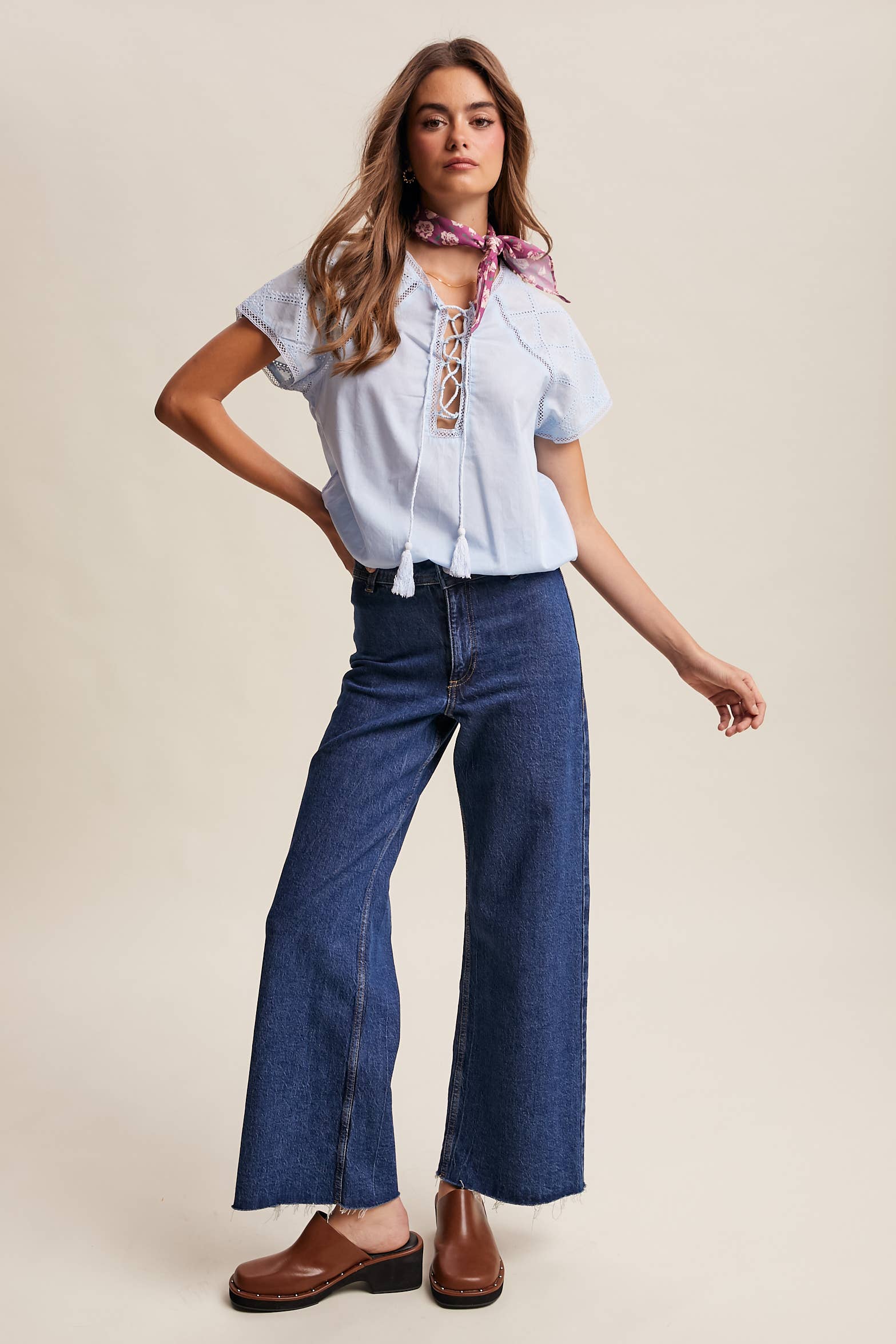 Lace Trim Tassel Tie Blouse - Image 11