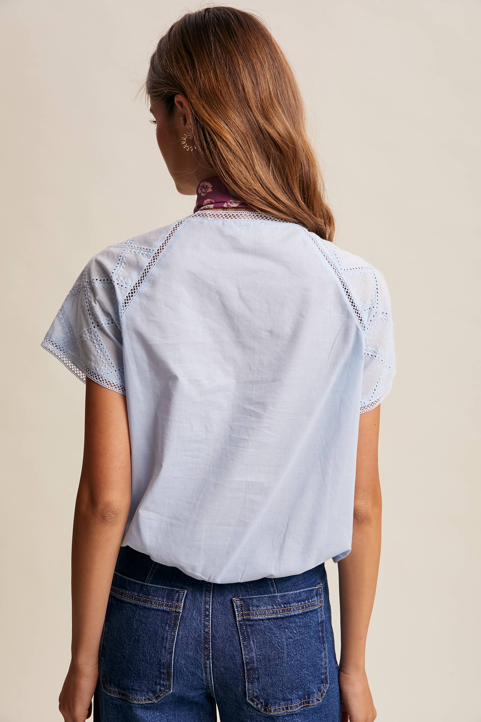 Lace Trim Tassel Tie Blouse - Image 8