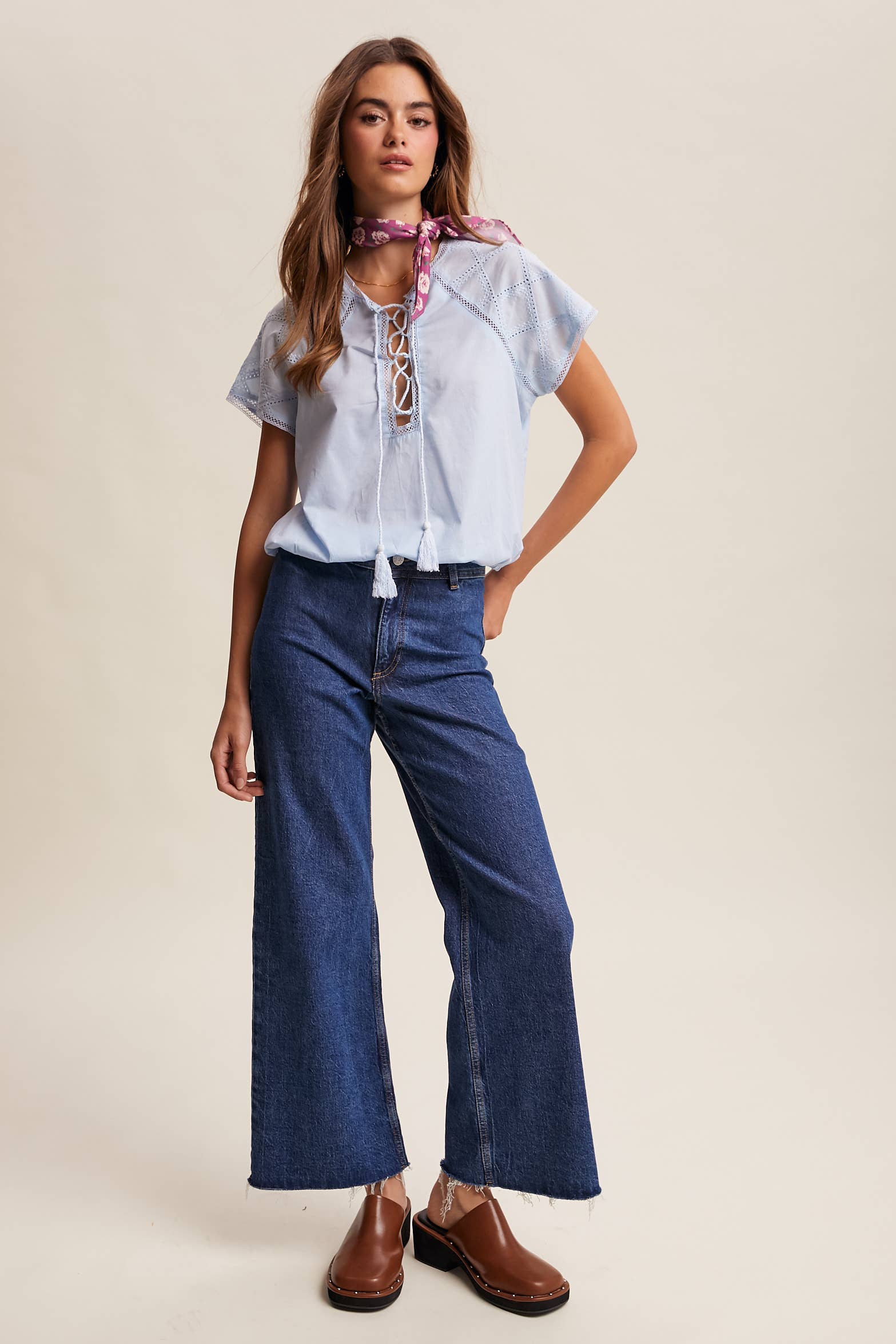 Lace Trim Tassel Tie Blouse - Image 9