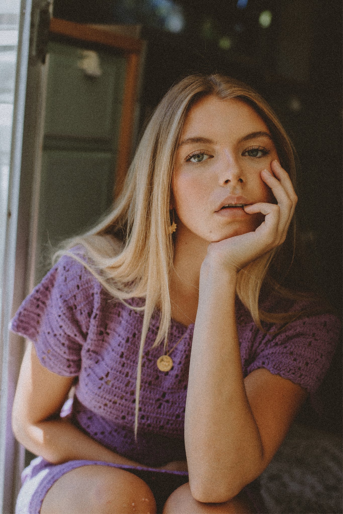 Nellie Crochet Mini Dress - Lavender - Image 4