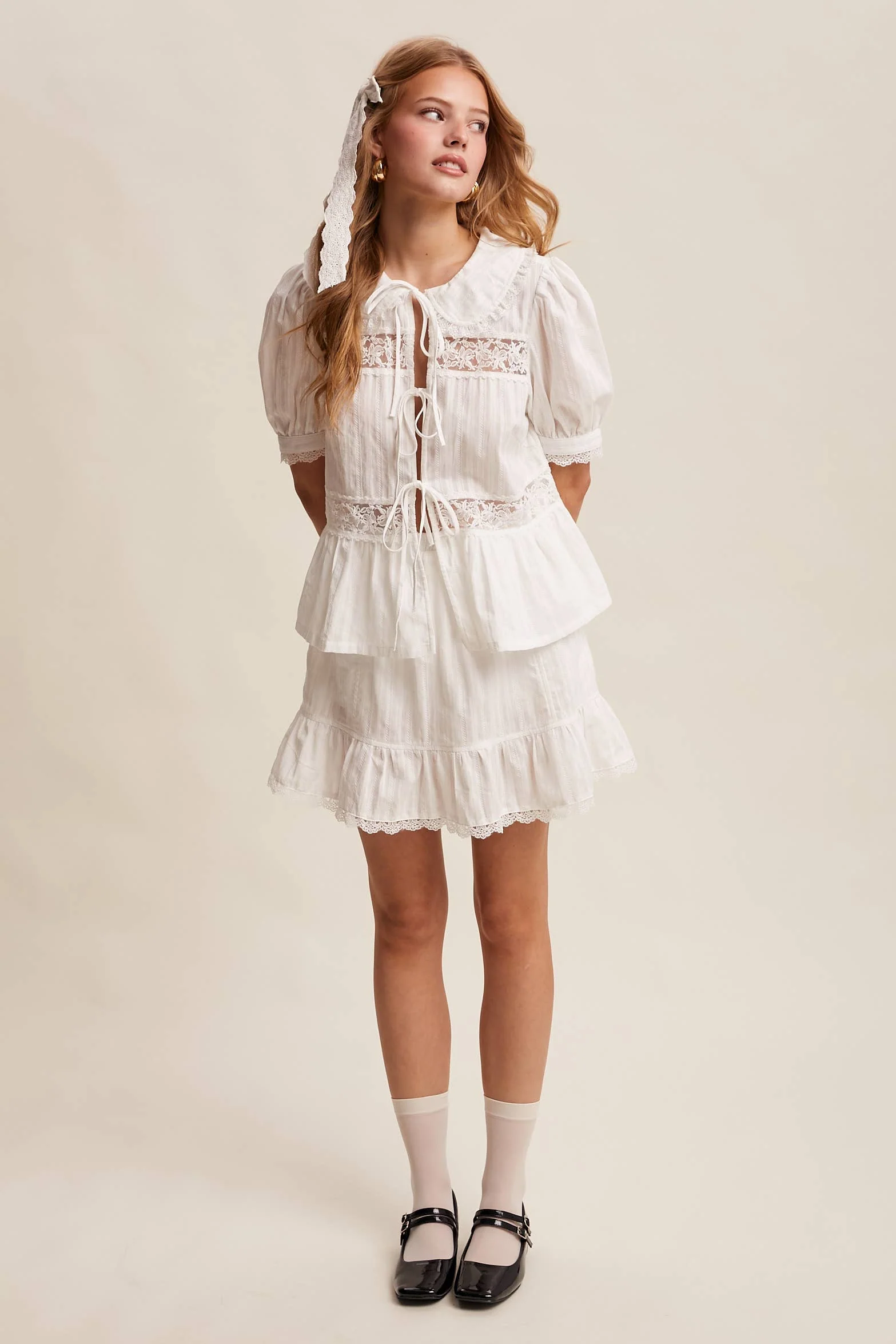 Tie-Front Lace Blouse - Image 10