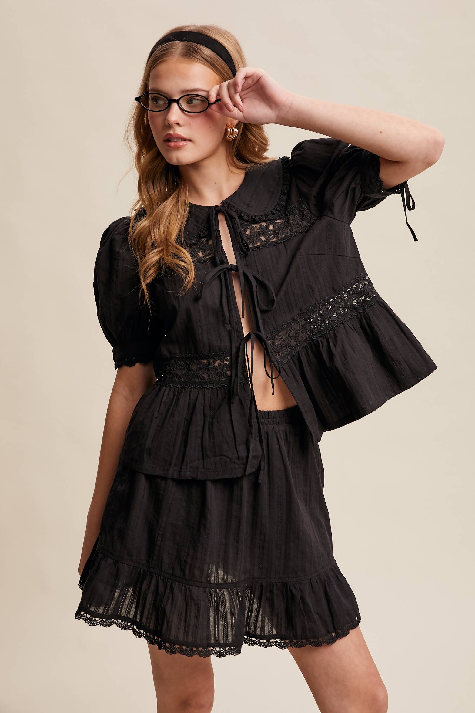 Tie-Front Lace Blouse - Image 12