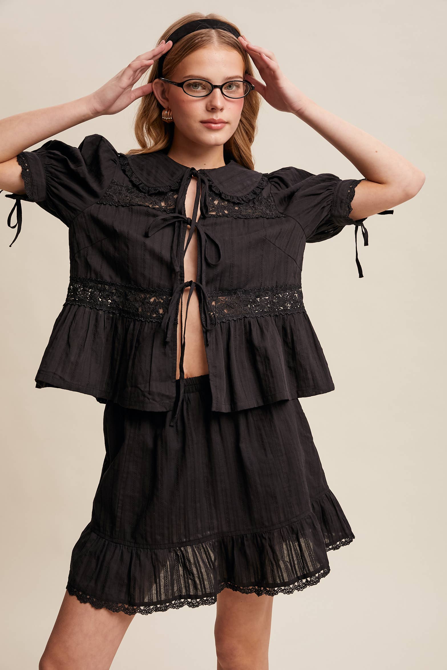 Tie-Front Lace Blouse - Image 14