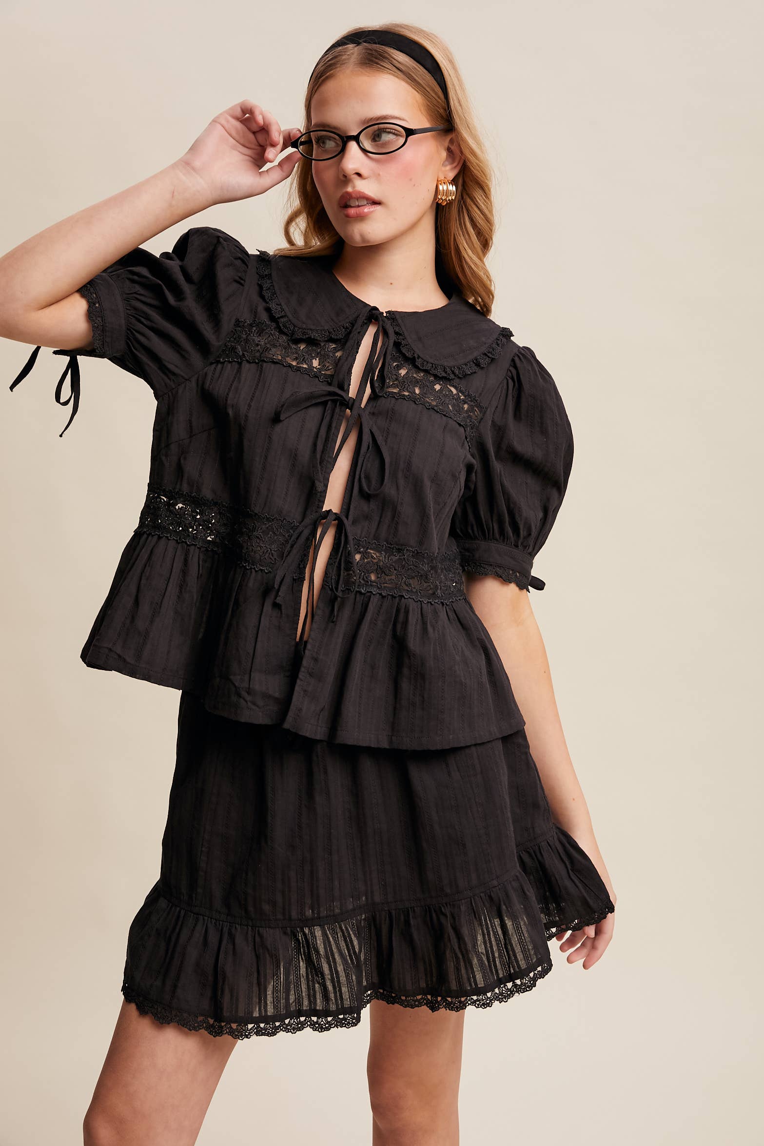 Tie-Front Lace Blouse - Image 15