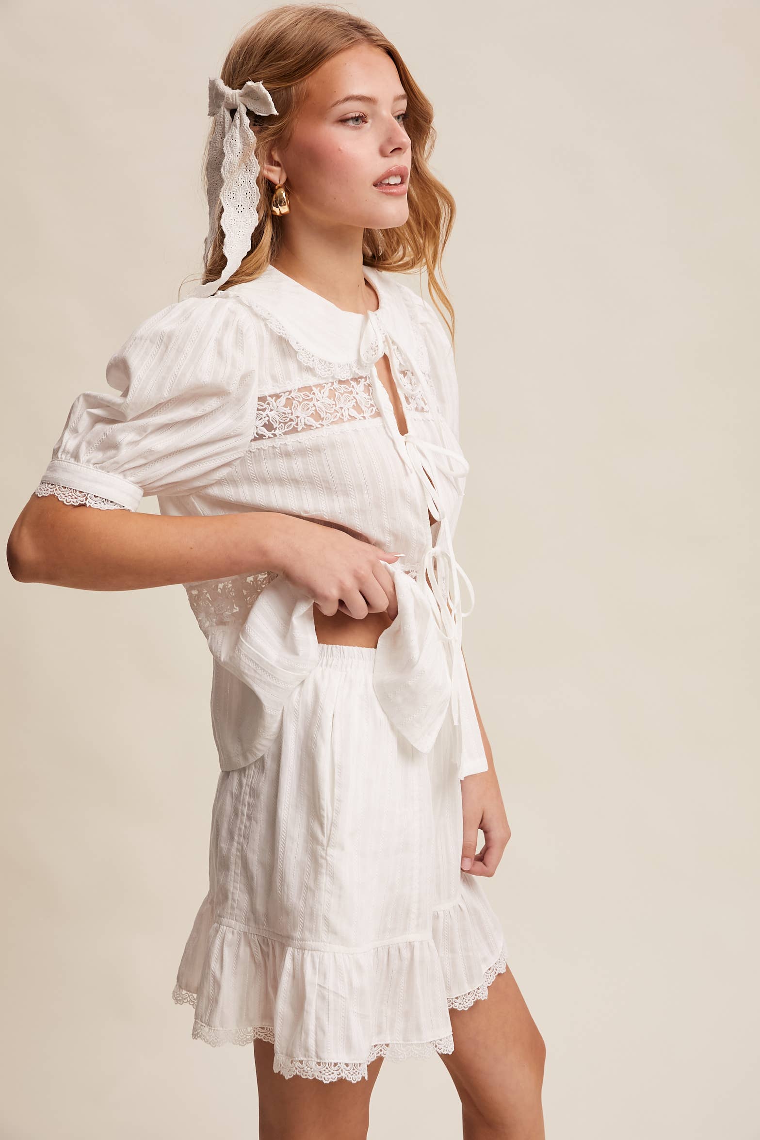 Tie-Front Lace Blouse - Image 5