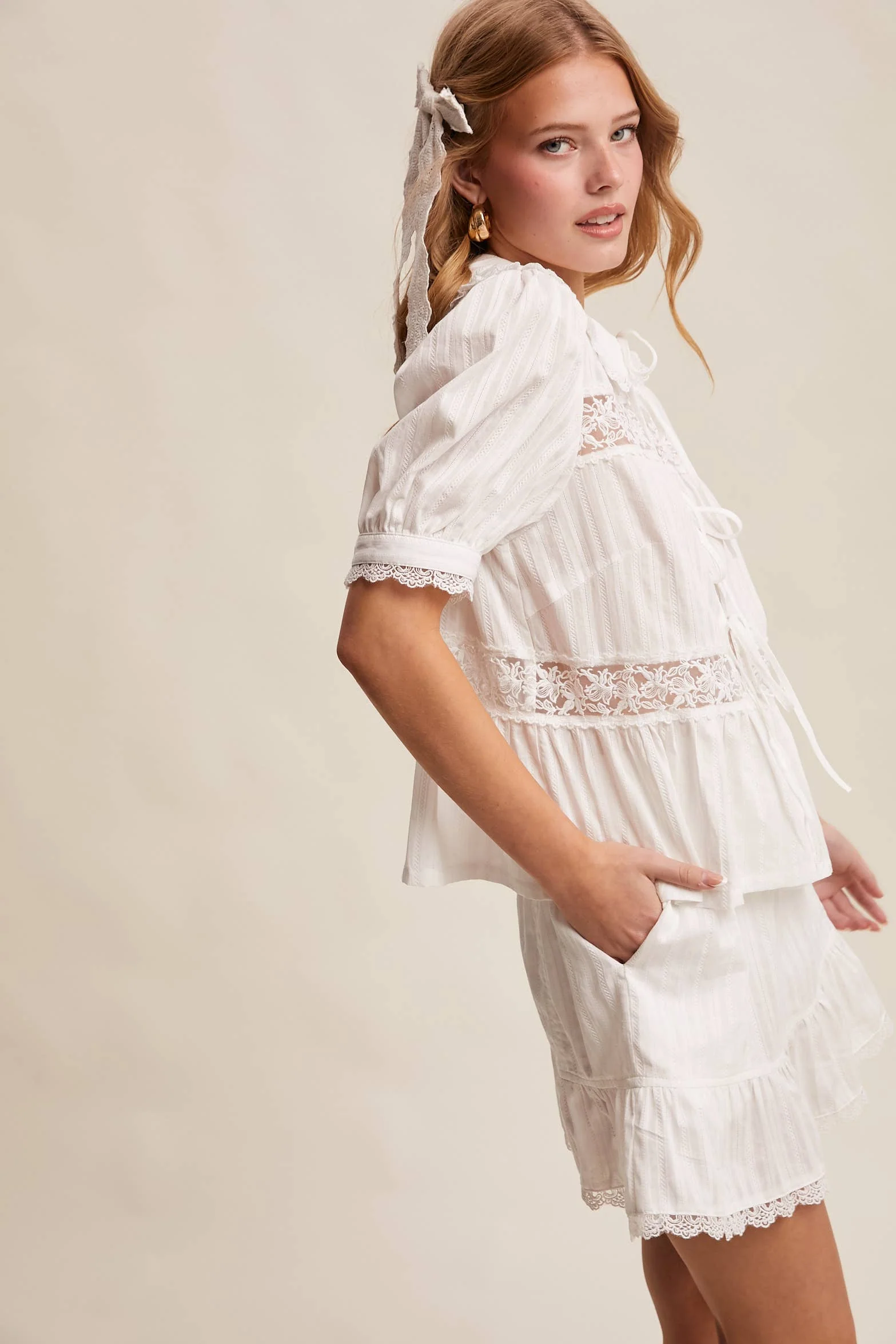 Tie-Front Lace Blouse - Image 6