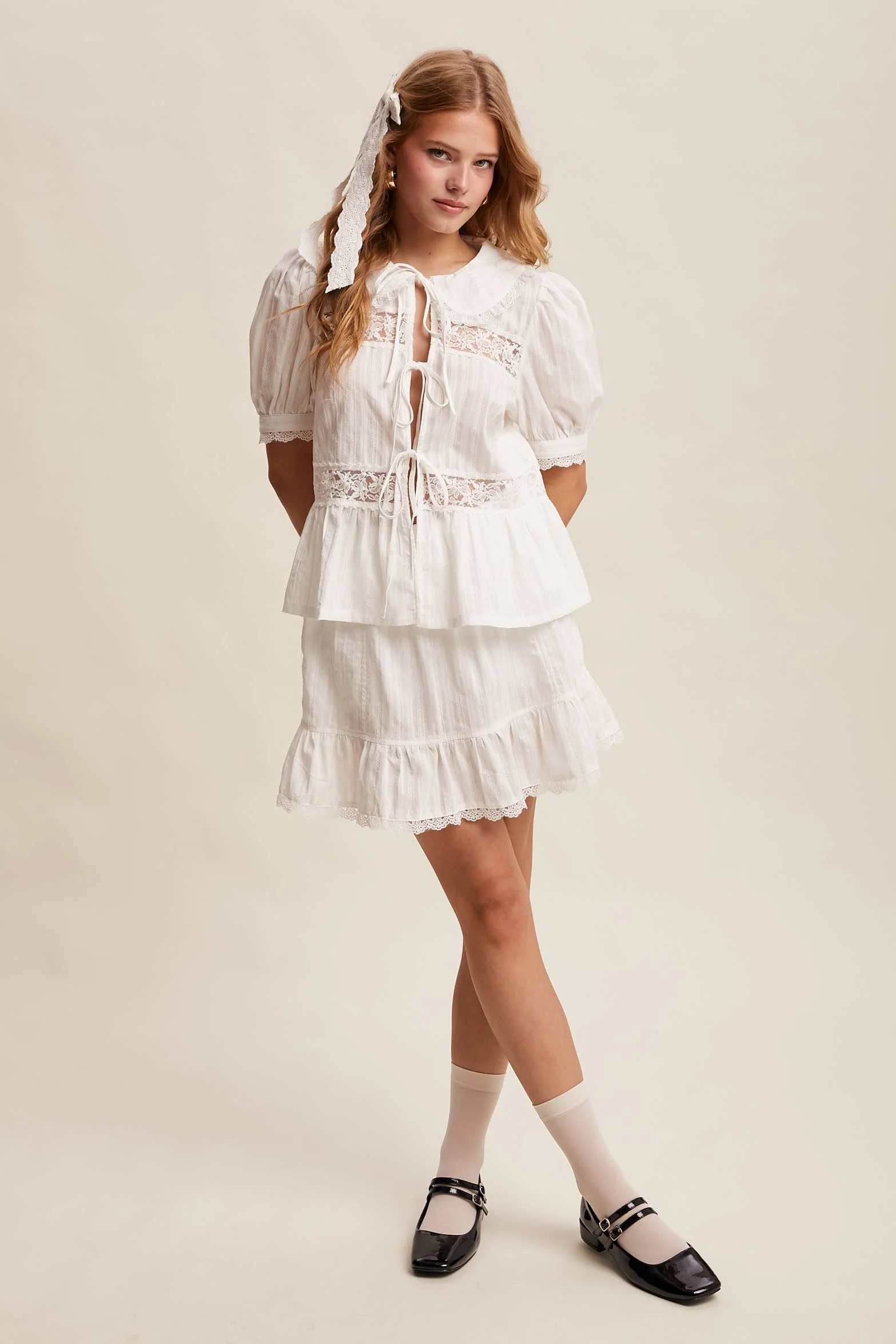 Tie-Front Lace Blouse - Image 9